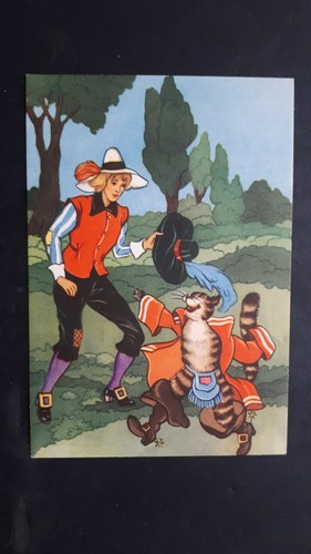 Postcard the cat with - postcard, boots